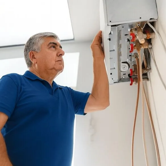 Techniker prüft Kesselrohre